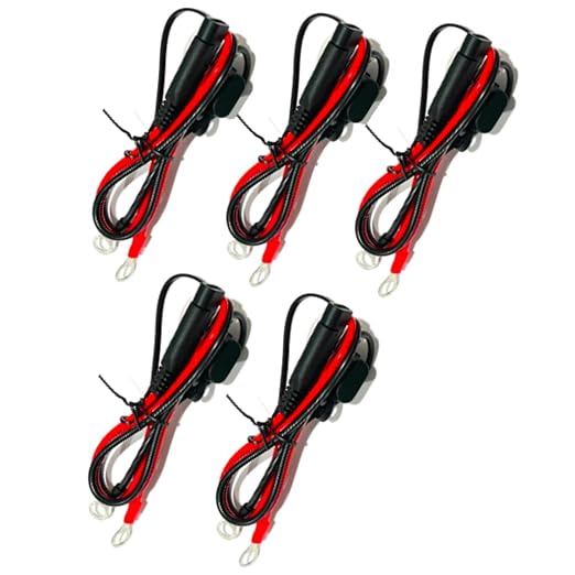 EDS 08100696 27 inch 16 AWG w 10 Amp Fuse & 2 Pin SAE Quick Disconnect Battery Charge Ring Terminal Cable Harness for Cars Trucks Motorcycle ATV RV Boats and More - trickle Charge (5 Pack)