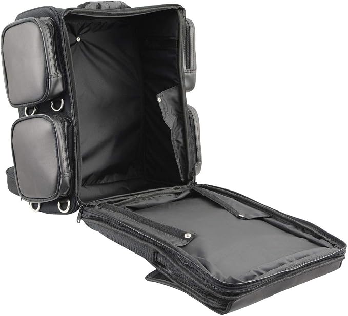 Milwaukee Leather MP8185 Large Black '4 Pocket' PVC Motorcycle Travel Sissy Bar Bag - Large