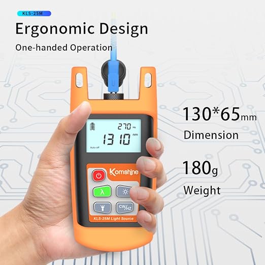 Fiber Optic Light Source KLS-25M SM 1310/1550nm + 2.5mm Universal Interface + LED Lights + Mini Case Protection Design Compact & Generous FTTH Fiber Optical Test Tool