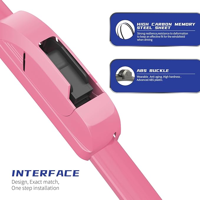 OEM QUALITY 26" + 18" Premium All-Seasons Durable Stable And Quiet Pink Windshield Wiper Blades (Set of 2)