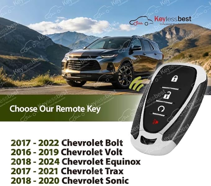 2 Keylessbest Replacement for 2019 2020 2021 2022 Chevrolet Bolt Volt Equinox Trax Sonic Key Fob Remote Control HYQ4AA 4 Buttons 315MHz