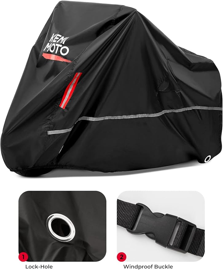 KEMIMOTO Motorcycle Cover Waterproof & Windproof Compatible with Ruckus Super Cub Navi Grom Scooter Outdoor & Indoor with Lock-Holes All Weather Protect from Dust Sunlight Rain