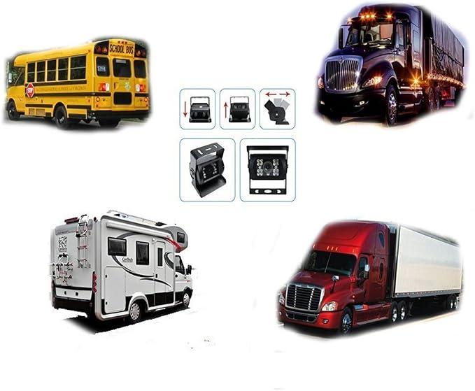 Camecho DC 12V 24V Vehicle Backup Camera System 2 x Rear View Camera Support Night Vision Waterpoof & 7" Monitor with Dual 34ft AV Cables Hardwire for Bus Truck Van Trailer RV Campers