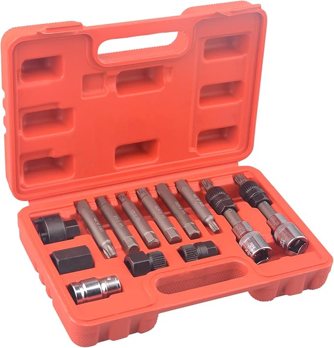 DAYUAN 13 Pc Alternator Freewheel Pulley Car Garage Tool Kit Bundle with 5pcs Professional Front End Service Tool Kit