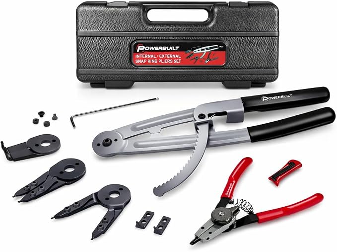 Powerbuilt 2 Pc. 16 in. / 7 in. Heavy Duty Snap-Ring Piston Ring Pliers Set, Internal/External Circlip Plier - 240178