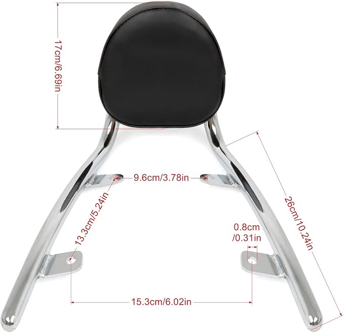 COPART Chrome Passenger Backrest Sissy Bar for Honda Fury VT1300CX 2010-2019 2018 2017 2016 2015