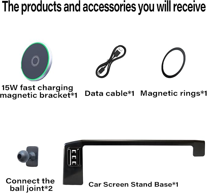 Car Phone Holder for Toyota Camry 2025 2026 Accessories 15W MagSafe Fast Wireless Charger Cell Phone Mount Apply to 8 Inch Touch Screen Fixed Clip 360° Rotation