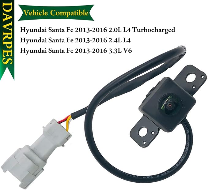 95760-2W000 Rear View Backup Camera Reversing Parking Camera for Hyundai Santa Fe 2.0L L4 Turbocharged, Hyundai Santa Fe 2.4L L4 3.3L V6 2013-2016 Replace#95760-2W000-FFF｜95760-2W300