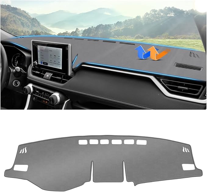 Autorder Gray Dashboard Cover Mat for Toyota RAV4 2019-2025 Accessories Dash Cover Upgrade Polyester Dash Mat Sunshade Glare UV Rays Protector