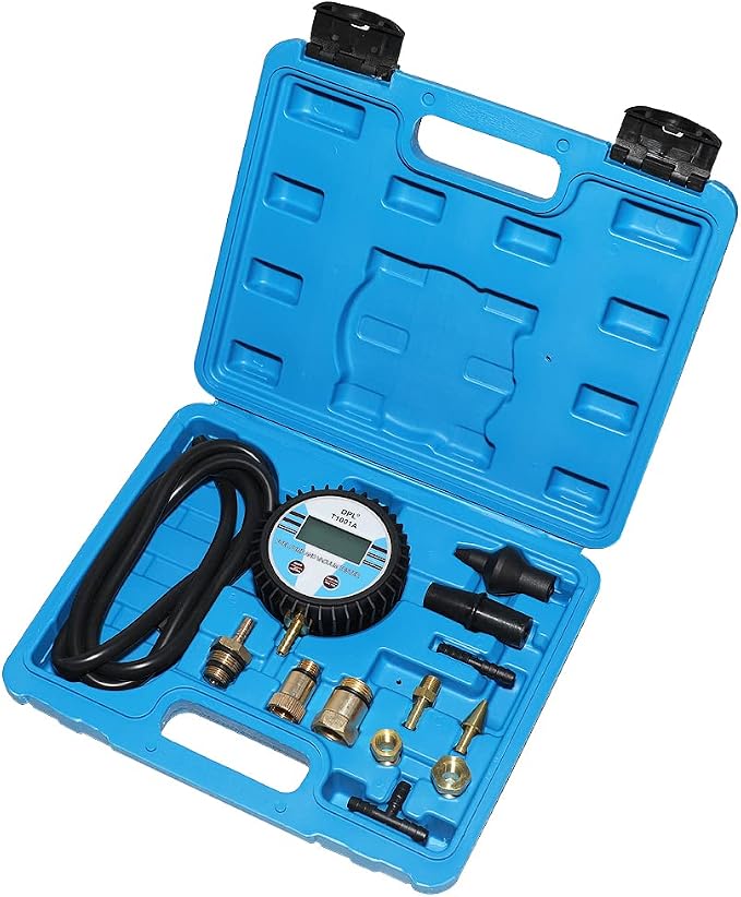 DPTOOL Vacuum Gauge Tester Multifunction Fuel Pump Catalytic Converter Muffler Carburetor Exhaust Back Pressure Tester Digital Display Gauge with Adapters and Hose