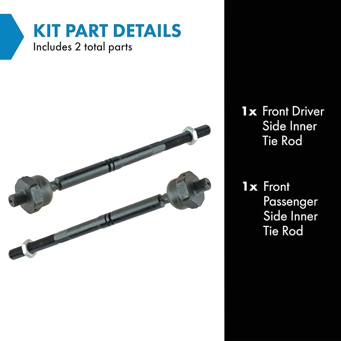 TRQ Inner Driver and Passenger Side Tie Rod Set 2 Piece Compatible with 2004-08 Ford F-150 RWD 2006-08 Lincoln Mark LT RWD