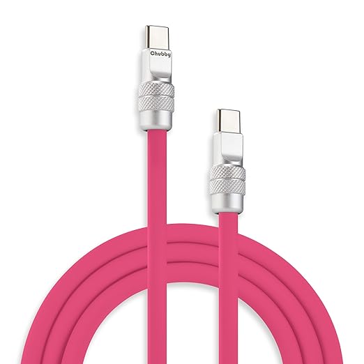 chubbycable Chubby 2.0 USB C 240W Fast Charging Cable Silicone Soft Durable USB C Cable Extra Thick Charger Cord Compatible with iPhone 17-15 Series iPad, Rose Red, Type-C to Type-C, 9.8FT