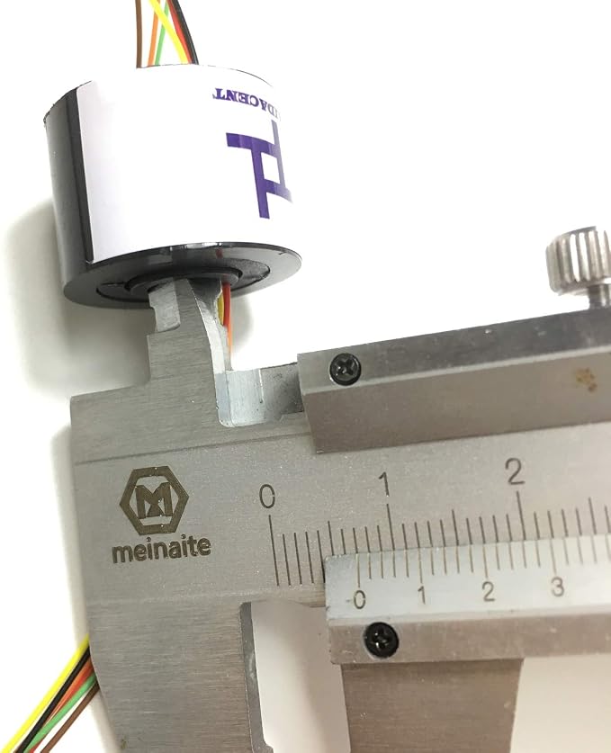 Taidacent Hollow Electrical Slip Ring 2/4/6/12 Wires Collector Ring Conductive Motor Electrical Contact Rotating Connector (6 Wires 1.5A Inner Hole 7mm Outer Diameter 22mm)