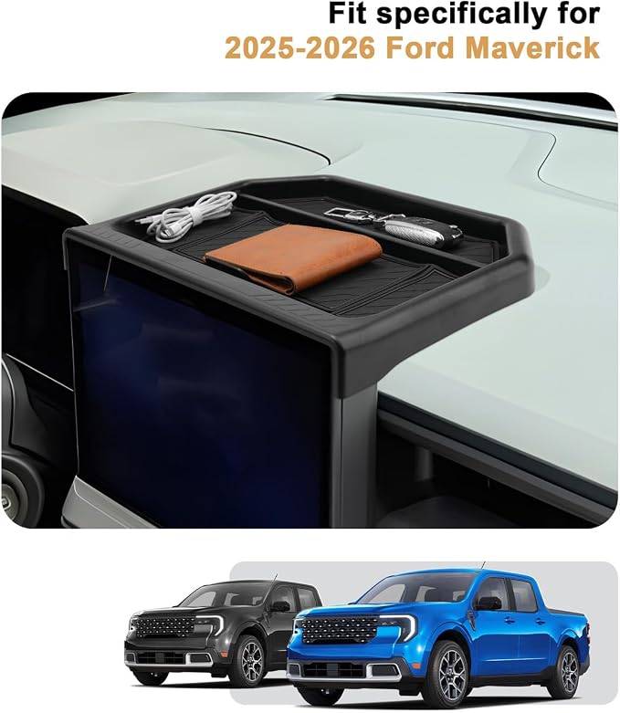 2026 Maverick Dash Console Organizer - Upgrade Behind Screen Organizer with Flip-Top For 2025-2026 Ford Maverick(XL/XLT/Lobo/Lariat/Tremor) Accessories Dashboard Storage Behind 13.2-Inch Touchscreen
