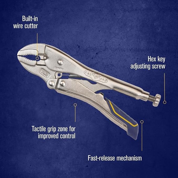 IRWIN VISE-GRIP Locking Pliers, Fast Release, Curved Jaw with Wire Cutter, 7-Inch (IRHT82580)