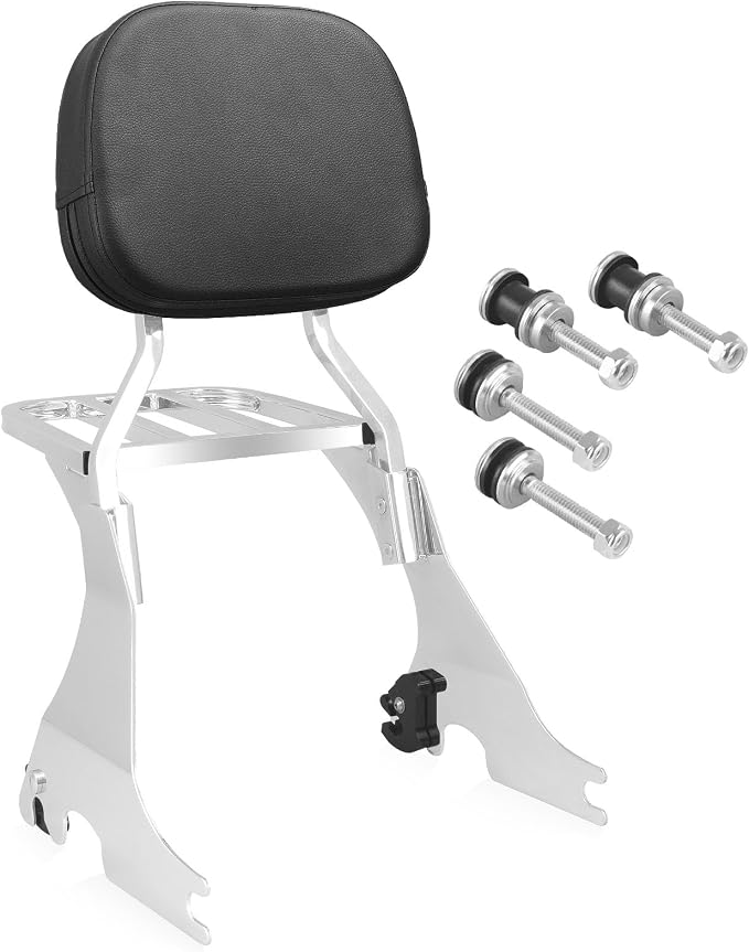 Detachable Passenger Backrest Sissy Bar with Luggage Rack and Docking Hardware Kits Fit For Harley Davidson Sportster XL 883 1200 2004-2023 (Chrome)