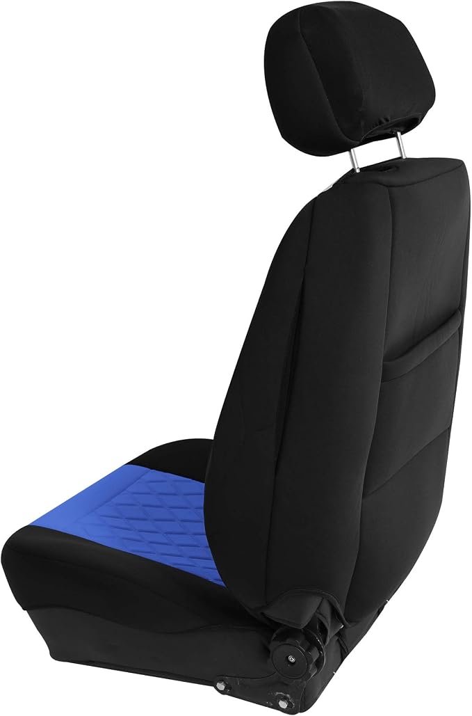 FH Group Front Set Neoprene Car Seat Cover for Low Back Seats with Removable Headrest, Universal Fit, Airbag Compatible, Car Seat Cover for SUV, Van Blue