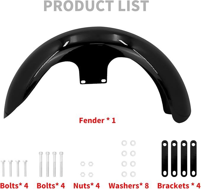 21 inch Front Fender Vivid Black Motorcycle Wrap Mudguard for Bagger Models Fit for Harley Touring Road King Electra Glide Street Glide 130/R21