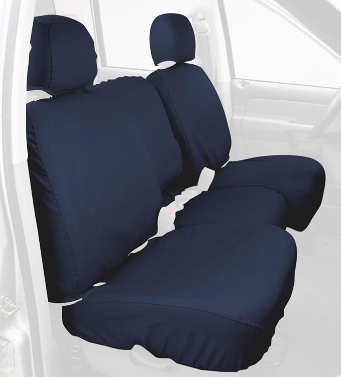 Covercraft Custom-Fit Rear-Second Seat Bench SeatSaver Seat Covers - Polycotton Fabric, Navy Blue