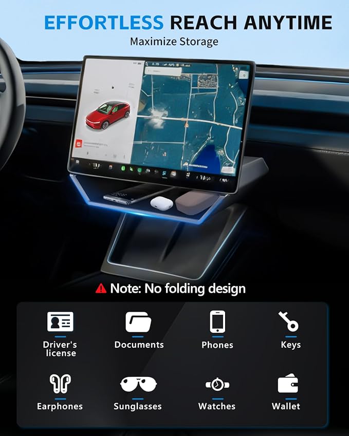 (Upgraded for Tesla Model Y Juniper Under Screen Storage Organizer 2025-2026 [Cyber-Inspired], Model 3 Highland 2024-2025 Center Console Organizer Tray for Tesla Model Y Juniper Accessories
