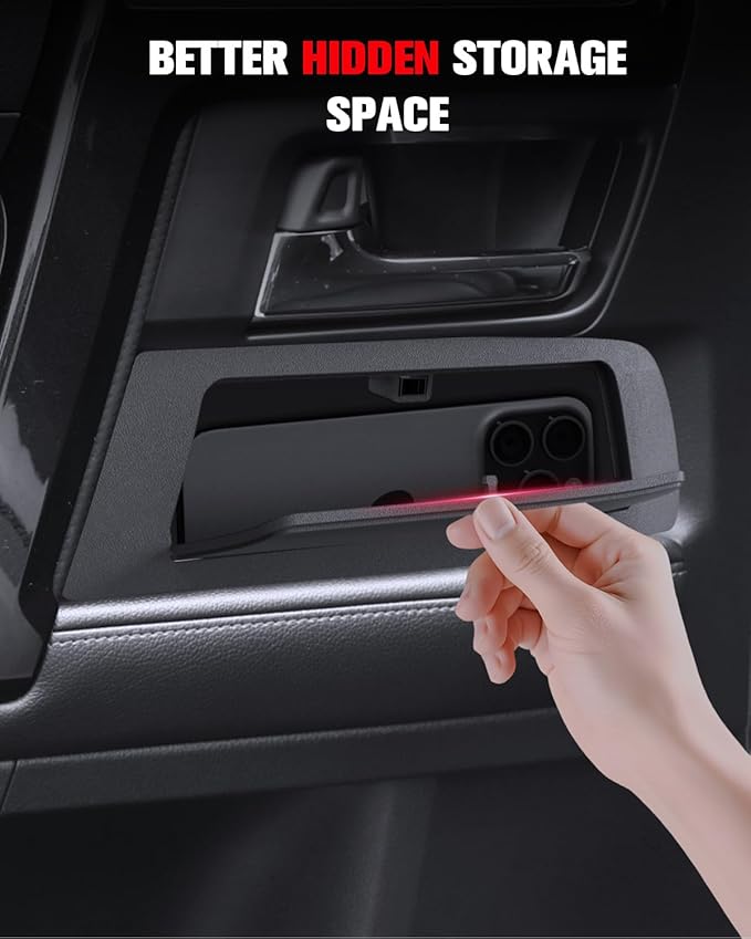for 2010-2024 Center Console T oyota 4Runner 2PCS Door Built-in Hidden Storage Box Pop-Up Lid Door Side Organizer, Side Door Storage Box Glove Organizer Tray Door Handle Storage ABS Material