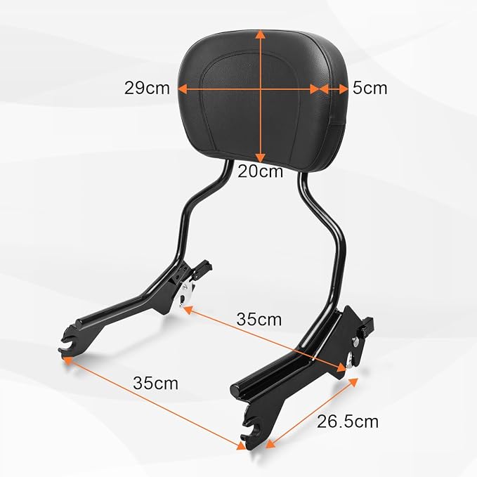 AUFER Rear Upright Passenger Backrest Sissy Bar with Pad & Docking Hardware Kit Compatible With For 2018-UP Harley Softail Fat Boy FLFB FLFBS Breakout FXBR FXBRS
