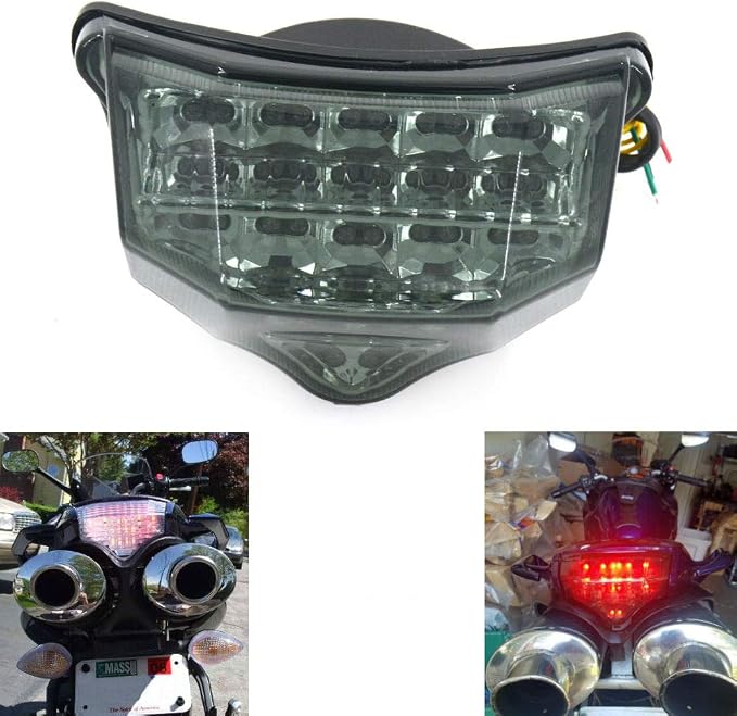 MZS Motorcycle Tail Light LED Integrated Turn Signal Blinker Smoke Compatible with FZ6 FZ-6 FAZER FZ600 2004 2005 2006 2007 2008 2009