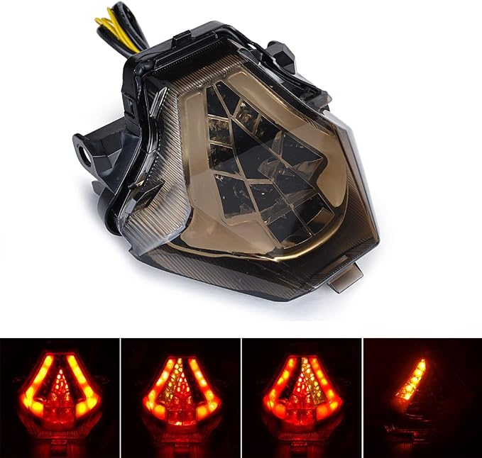 MZS Motorcycle Tail Light, LED Turn Signal Integrated Blinker Smoke Compatible with MT07 MT-07 FZ-07 FZ07 2014-2017 / YZF R3 2015-2024 / R25 2014-2024 / MT-03 2015-2019 / MT-25 2015-2019