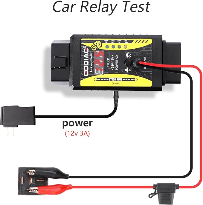 GODIAG GT106 Plus 24V to 12V Adapter for Heavy Duty Trucks, Fuel Injector Testing and Relay Service Tool for Cars & Trucks