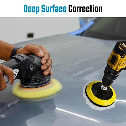 LINE10 Tools Glass Epoxy Resin Plastics Sanding Polishing Kit for Drill or Orbital Sander Polisher or Angle Grinder with Hook and Loop Backing Plate Wool Felt Buffing Pads Green Film Wet Dry Sandpaper