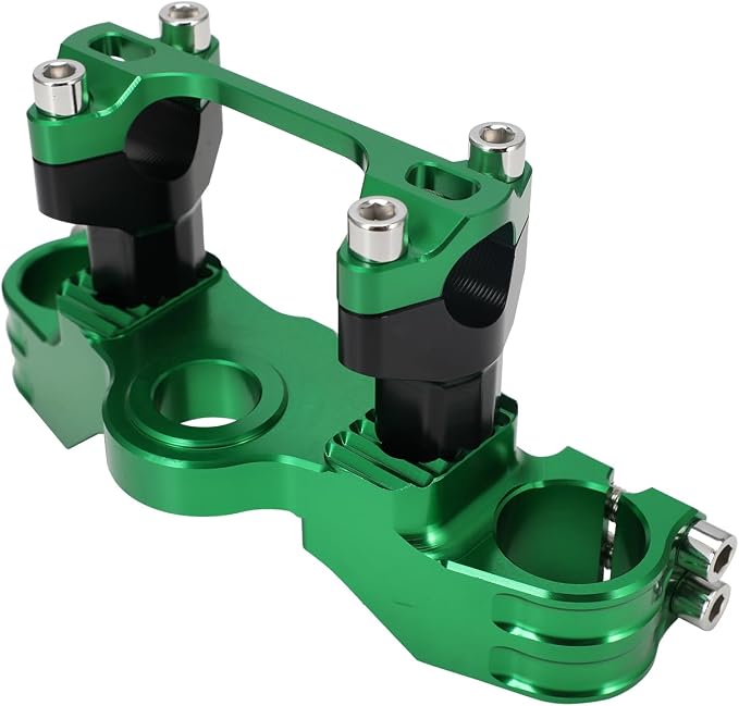 Motorcycle Top Triple Clamp 7/8" 22MM Upper Triple Tree Bar Mount with Risers Set CNC for KLX110 KLX 110 110L KLX110L 2002-2023 Green