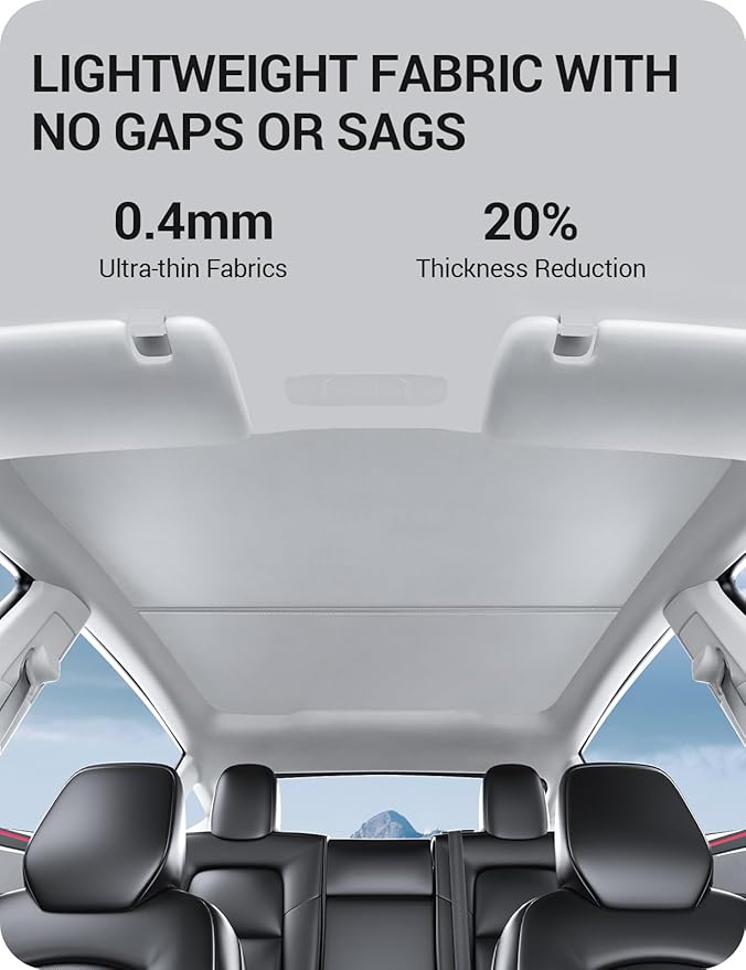 BASENOR 2026 2025 Tesla Model Y Juniper Sunshade Roof [No Gap] [Nano Ice-Crystal] Heat Insulation Foldable Sunroof Cover, UV Protection Shade for Model Y Gray