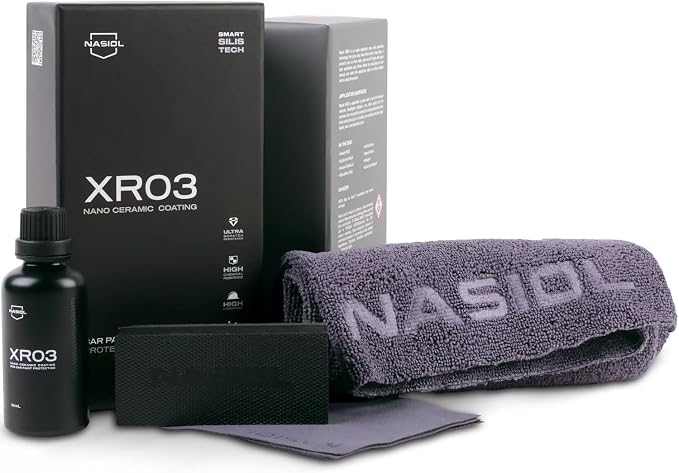 Nasiol XR03 Nano Ceramic Coating Kit – Advanced Paint Protection for Cars, Highly Hydrophobic, High Gloss Finish, One Layer Hybrid Durable Coating, Easy Application – 1.69 fl oz
