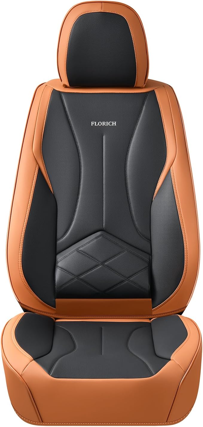 FLORICH Front Car Seat Covers, Leather Seat Covers for Cars, Waterproof Car Seat Protectors 2 Pack, Front Seat Covers for Cars, Automotive Seat Covers Protector Fit for Most Sedans SUV Pick-up Truck