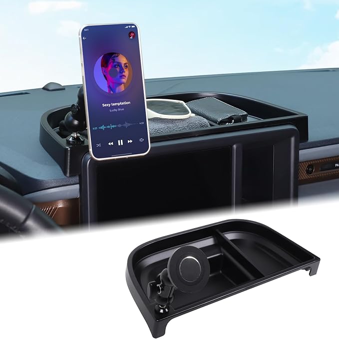 Aunginsy Center Console Dashboard Storage Tray with Magnetic Phone Holder Compatible with Ford Maverick 2022-2024 Instrument Multi-Functional Mobile Phone Mount Storage Box Organizer Tray Accessories