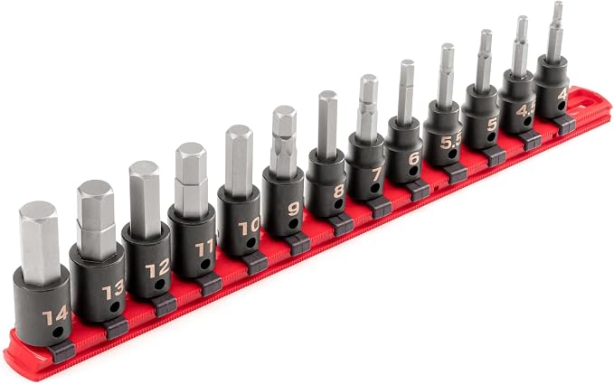 TEKTON 3/8 Inch Drive Hex Impact Bit Socket Set, 13-Piece | SIB91102