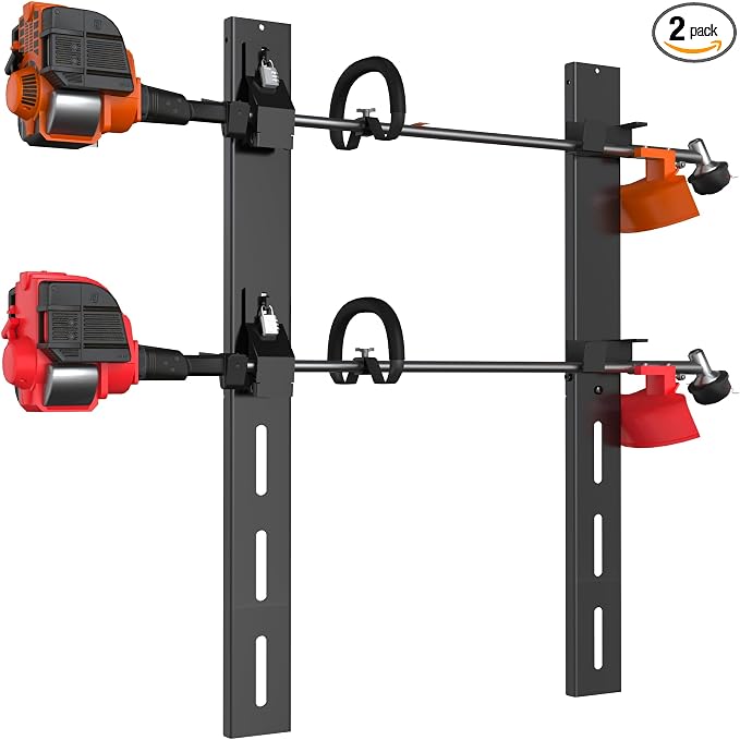 Weed Eater Rack for Trailer, 2 Place Heavy Duty Rust-Proof Weedeater Racks, Trimmer Rack for Open Trailer Truck with Combination Locks