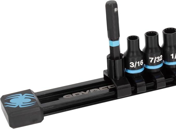 Spyder 11-Piece 1/4-inch Spline Drive SAE Shallow Impact Socket Set with Adapter, for 6pt, 12pt, Star, Square, Spline and Damaged Fasteners