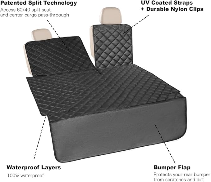 Heavy-Duty Leather SUV Cargo Liner for Fold Down Split Seats, Armrest Pass-Through Compatible, Pet-Friendly, Ideal for Dogs