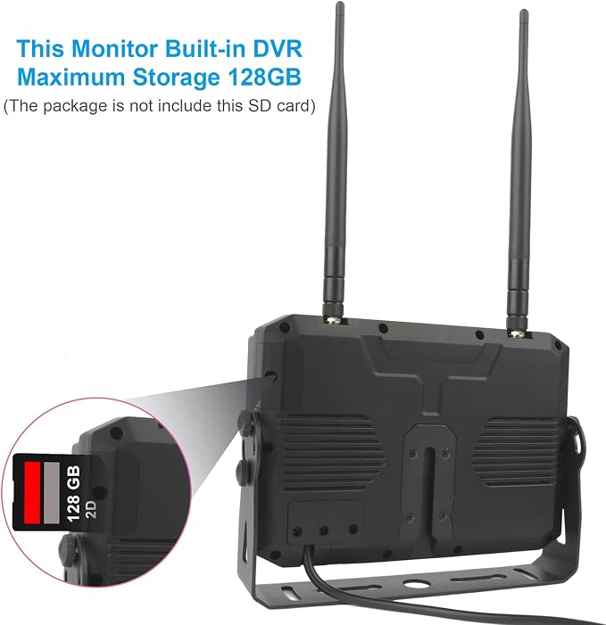 DALLUX Digital Wireless Backup Camera,7 inch DVR Monitor for Heavy Vehicle/5th Wheel Pickup/Truck/Trailer/Bus/Van/RV Camper/Agriculture with 1080P Stable Signal IP69K Reverse Rearview/Front Camera