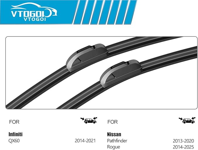 OEM Windshield Wiper Blades Replacement for Nissan Rogue 2014-2025 Pathfinder 2013-2020 Infiniti QX60 2014-2021, All Weather Original Factory Quality Front & Rear Wipers Set 26"+17"+12" (Pack of 3)