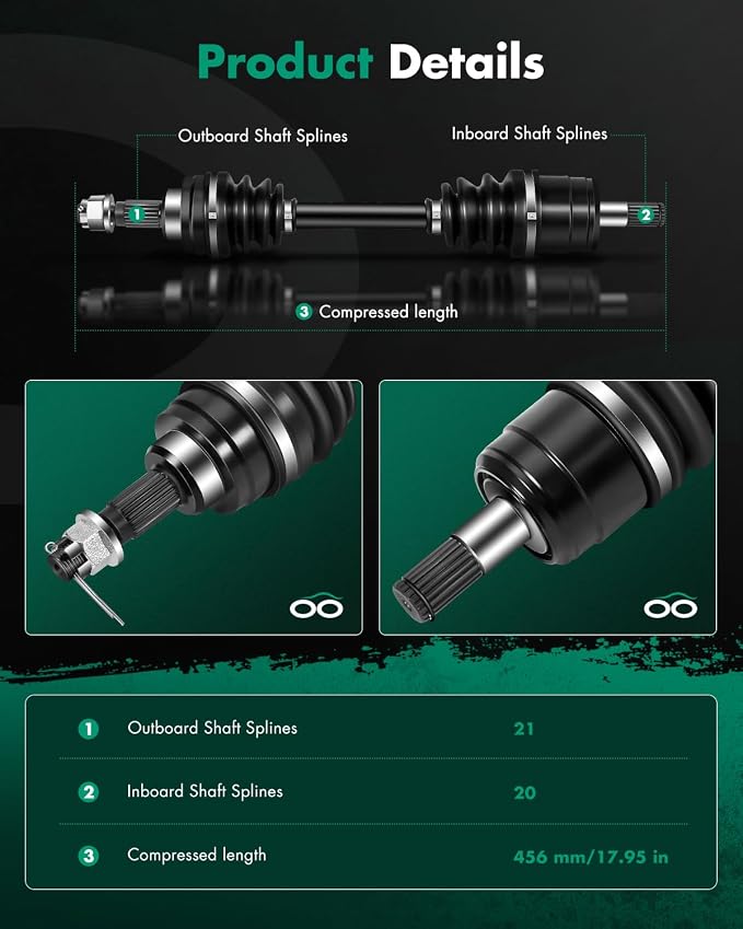 SCITOO 2 PCS CV Axle Shaft Assembly Front Left Right 2000-2005 for Honda Rancher 350 42250-HN5-672 42350-HN5-671
