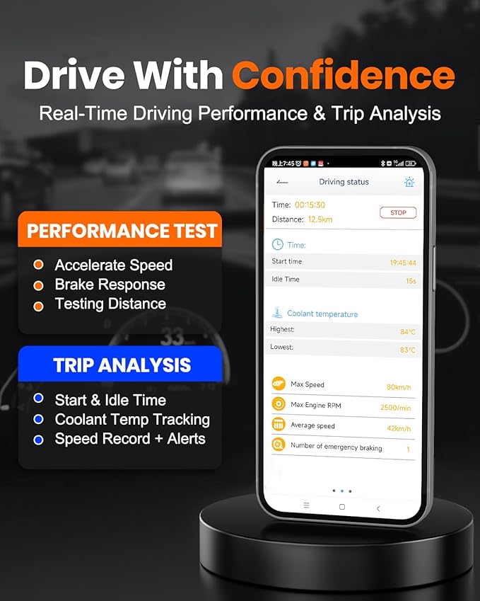 ANCEL AD310 Pro 2-in-1 OBD2 Scanner & Car Battery Tester, Diagnostic Tool with Bluetooth APP for iPhone & Android, Performance Test, Trip Analysis, Engine Health Self Check for All 1996+ Vehicles