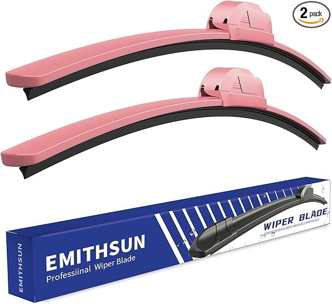OEM QUALITY 16" + 16" Premium All-Seasons Durable Stable And Quiet Sakura Pink Windshield Wiper Blades (Set of 2)
