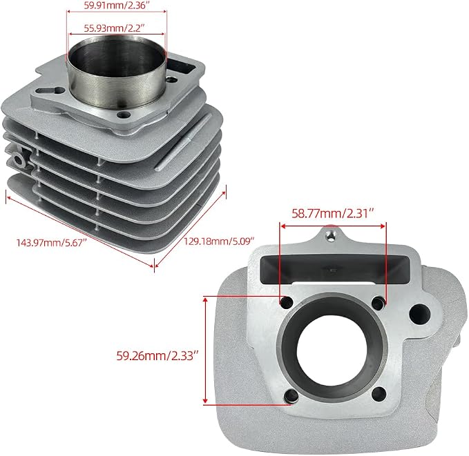 Motorcycle Cylinder Head Assembly Kit+Piston Ring Gasket Kit for 56mm Bore YX140cc YX150cc 1P56YMJ 1P56FMJ 1P56FMJ-5 Horizontal Engine
