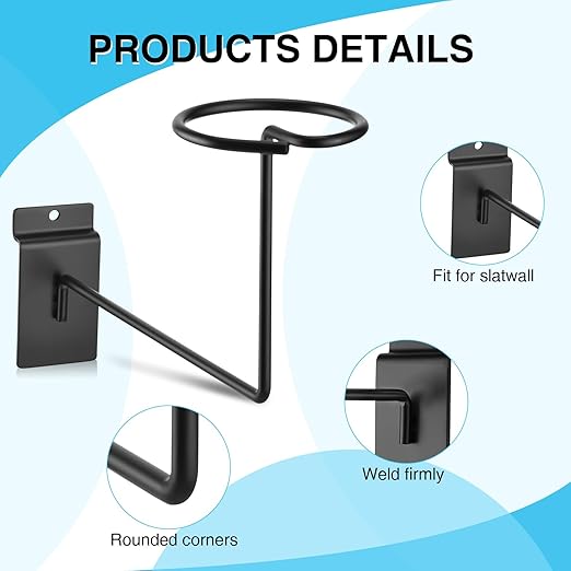 Kigley 6 Pcs Hat Display Wall Mount, Metal Hat Helmet Rack Retail Store Display Shelves Organizer, Slat Wall Accessories for Home Retail Shop Racks Craft Show Garage (Black)