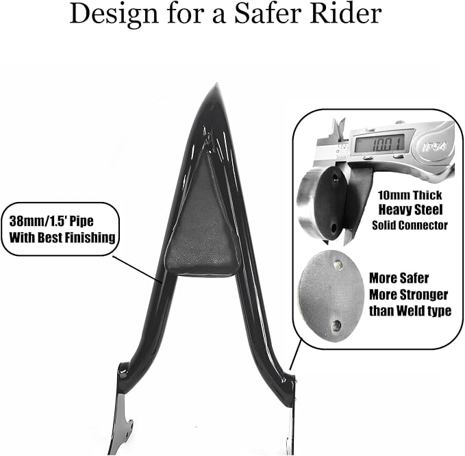2009-2026 Motorcycle Detachable Backrest Sissy Bar Passenger Back Rest Pad for Harley Touring Road Glide Road King CVO Street Glide Electra Glide Ultra (22" Black)