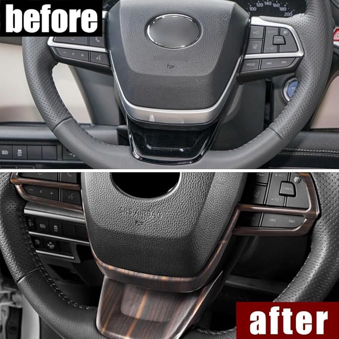 ERIDANUS Auto Accessories Fit for Toyota Sienna 2025 2024 2023 2022 2021 Button Switch Cover Trim (Peach Wood Style) ABS 3 PCS