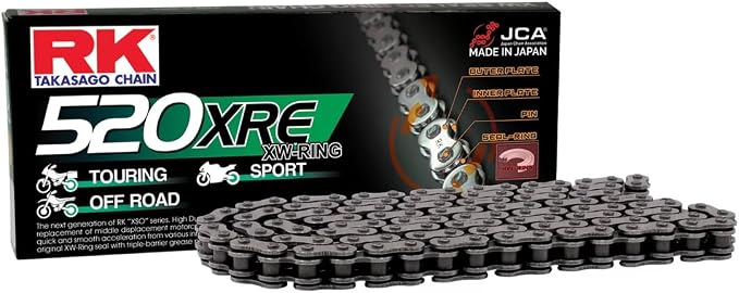 RK Racing Chain 520XRE-140 Steel 140 Link XW-Ring Chain with Connecting Link