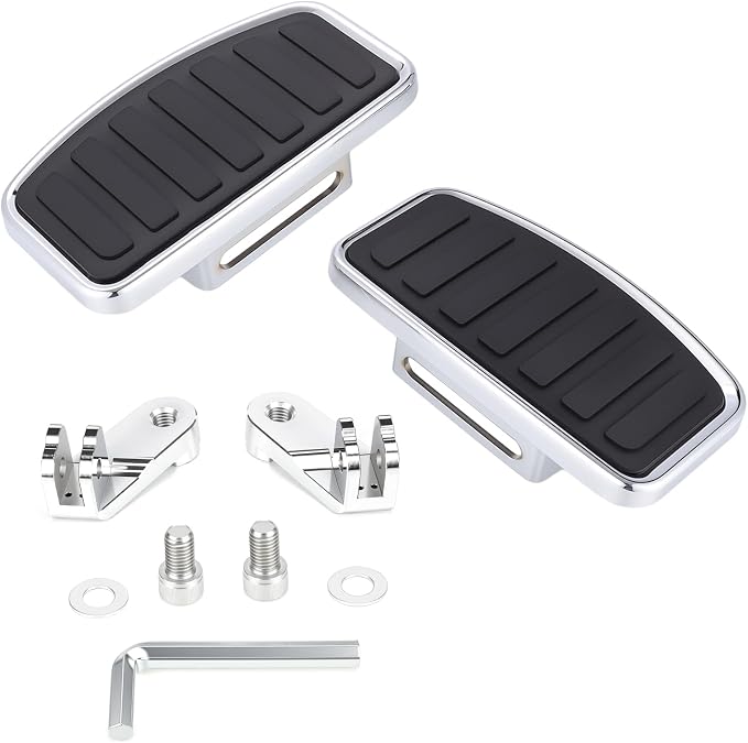Floorboards Front Footpegs for Harley Softail 2018-2024 Breakout Deluxe Fat Bob Fat Boy Heritage Low Rider Slim Street Bob Sport Glide Wide Rider Anti-Slip Highway Pegs (Chrome)